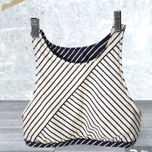 Athleta blue white striped reversible bikini top women's size Small